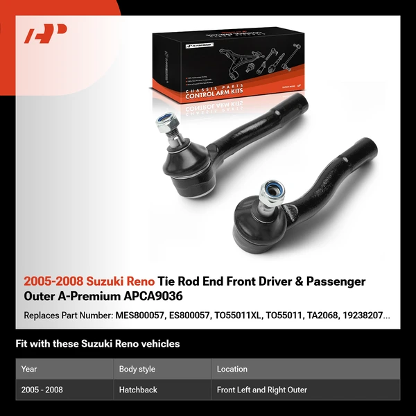 2005-2008 Suzuki Reno Tie Rod End Front Driver & Passenger Outer A-Premium APCA9036