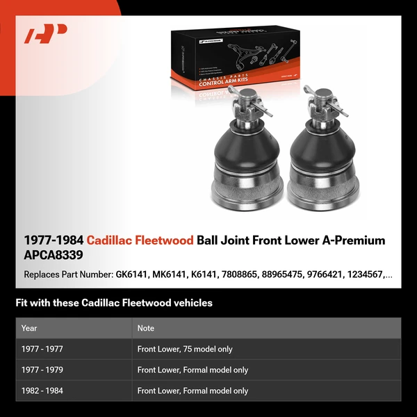 1977-1984 Cadillac Fleetwood Ball Joint Front Lower A-Premium APCA8339