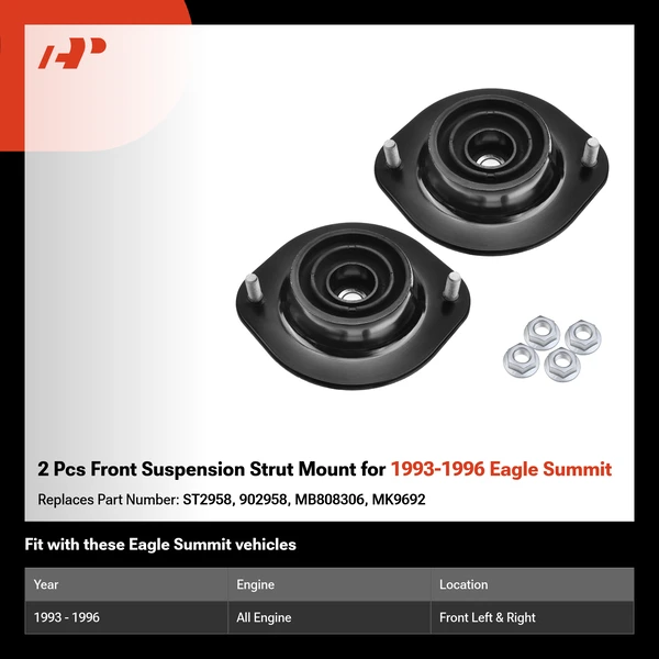 2 Pcs Front Suspension Strut Mount for 1993-1996 Eagle Summit