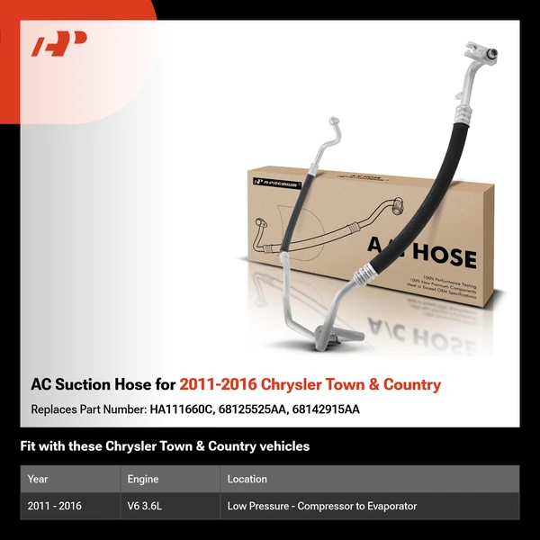 AC Suction Hose for 2011-2016 Chrysler Town & Country