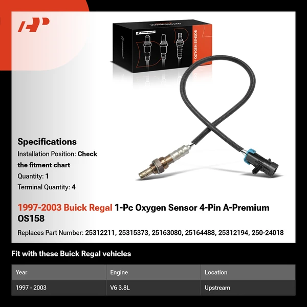 1997-2003 Buick Regal 1-Pc Oxygen Sensor 4-Pin A-Premium OS158