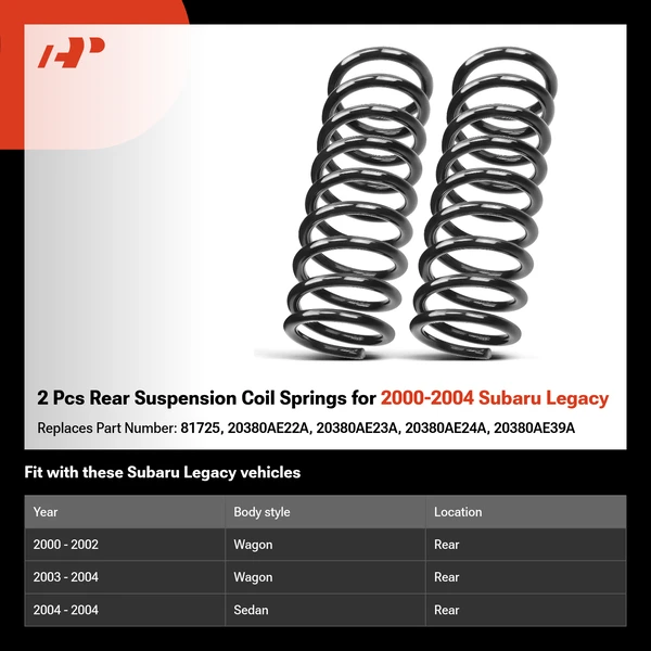 2 Pcs Rear Suspension Coil Springs for 2000-2004 Subaru Legacy