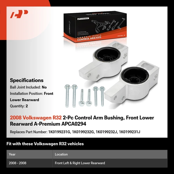 2008 Volkswagen R32 2-Pc Control Arm Bushing, Front Lower Rearward A-Premium APCA0294