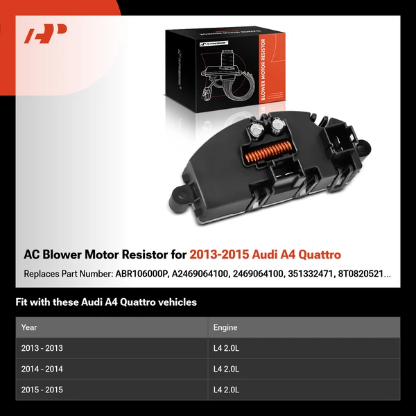 AC Blower Motor Resistor for 2013-2015 Audi A4 Quattro