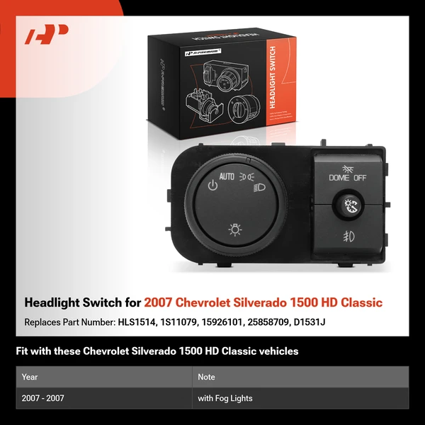Headlight Switch for 2007 Chevrolet Silverado 1500 HD Classic