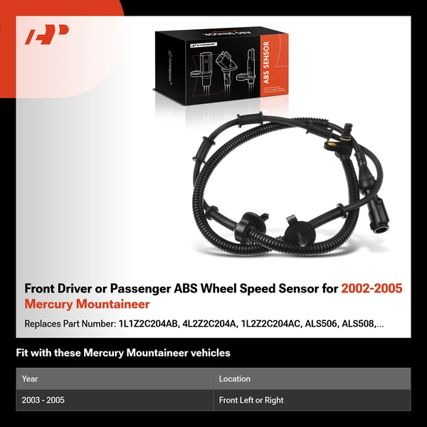 Front Driver or Passenger ABS Wheel Speed Sensor for 2002-2005 Mercury Mountaineer