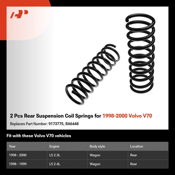 2 Pcs Rear Suspension Coil Springs for 1998-2000 Volvo V70