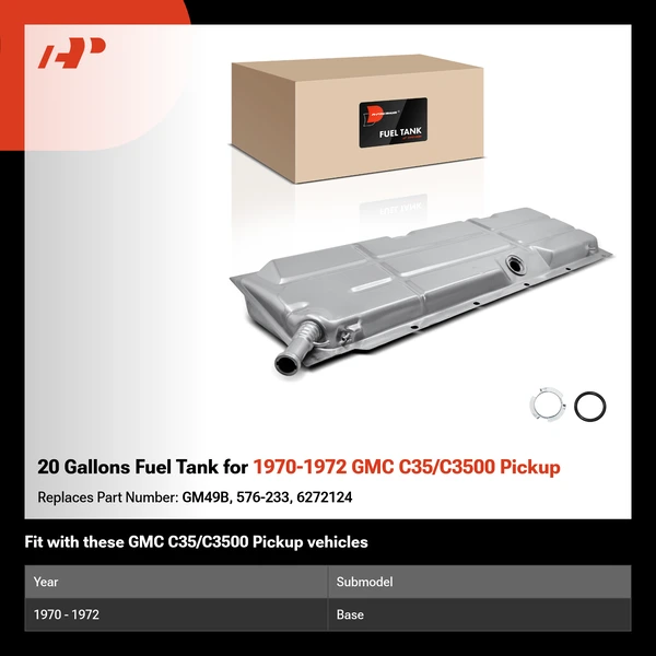 20 Gallons Fuel Tank for 1970-1972 GMC C35/C3500 Pickup