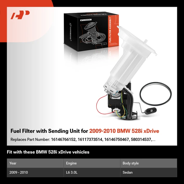 Fuel Filter with Sending Unit for 2009-2010 BMW 528i xDrive