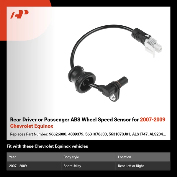 Rear Driver or Passenger ABS Wheel Speed Sensor for 2007-2009 Chevrolet Equinox
