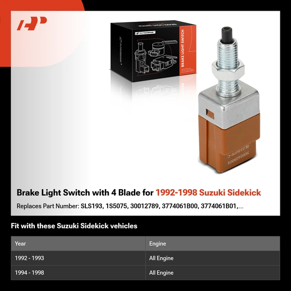 Brake Light Switch with 4 Blade for 1992-1998 Suzuki Sidekick