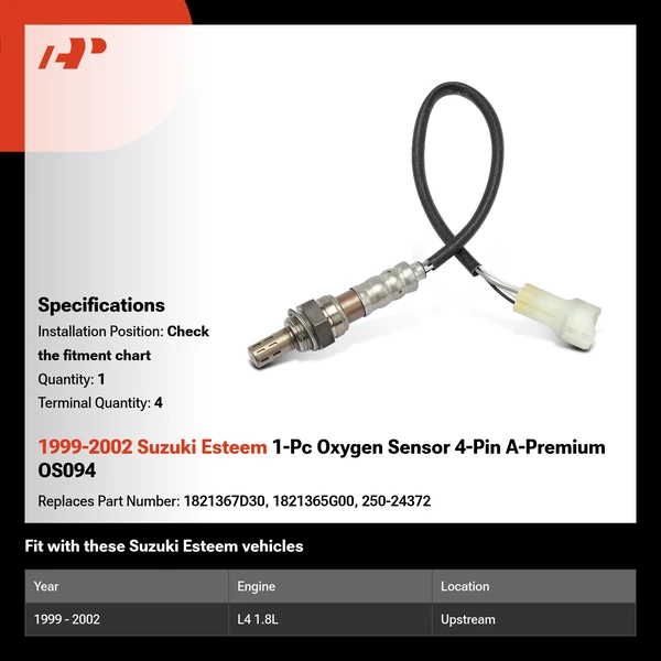 1999-2002 Suzuki Esteem 1-Pc Oxygen Sensor 4-Pin A-Premium OS094