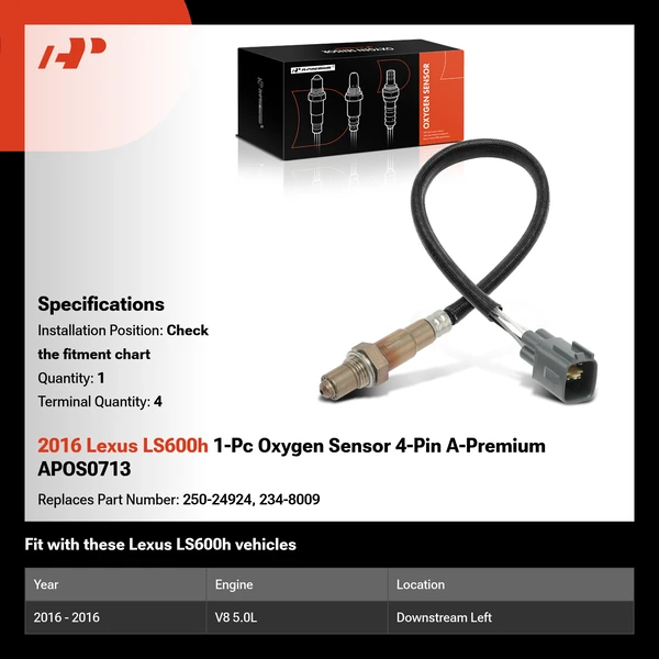 2016 Lexus LS600h 1-Pc Oxygen Sensor 4-Pin A-Premium APOS0713
