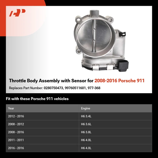 Throttle Body Assembly with Sensor for 2008-2016 Porsche 911
