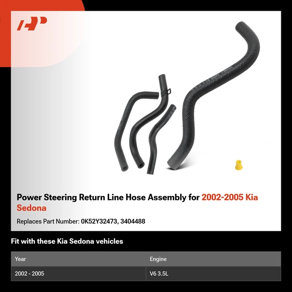 Power Steering Return Line Hose Assembly for 2002-2005 Kia Sedona