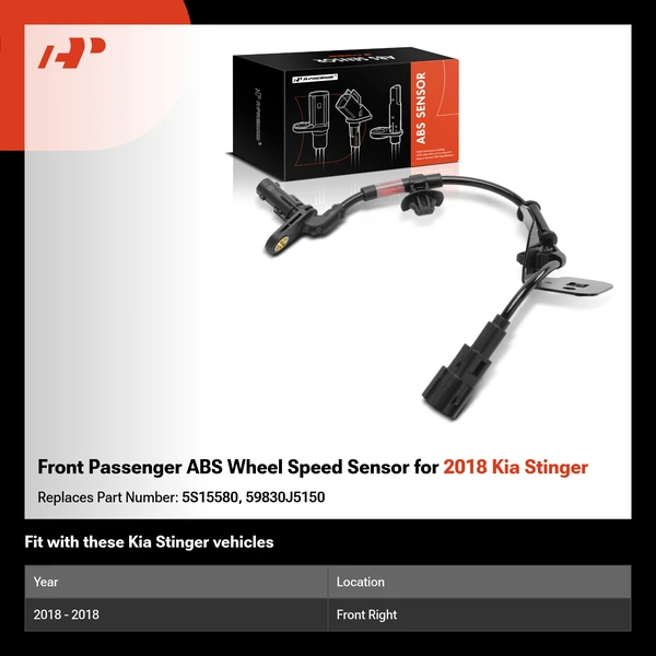 Front Passenger ABS Wheel Speed Sensor for 2018 Kia Stinger