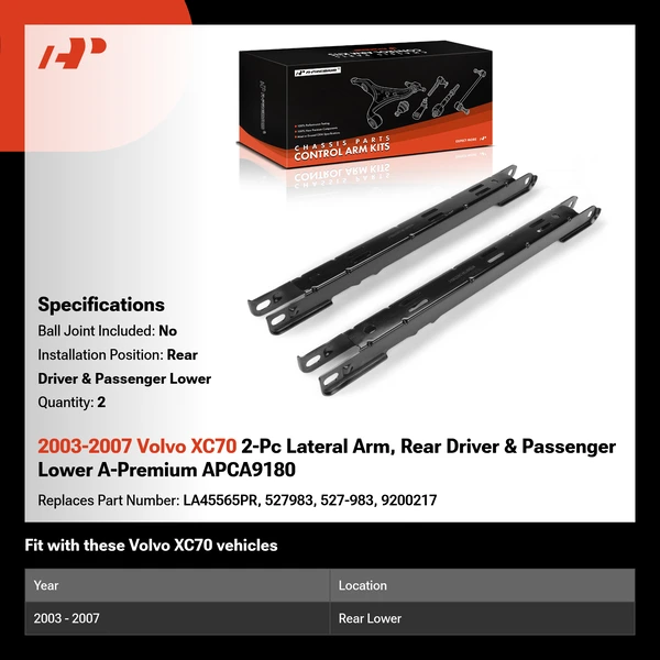 2003-2007 Volvo XC70 2-Pc Lateral Arm, Rear Driver & Passenger Lower A-Premium APCA9180