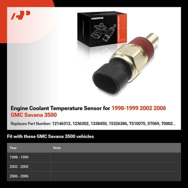 Engine Coolant Temperature Sensor for 1998-1999 2002 2006 GMC Savana 3500