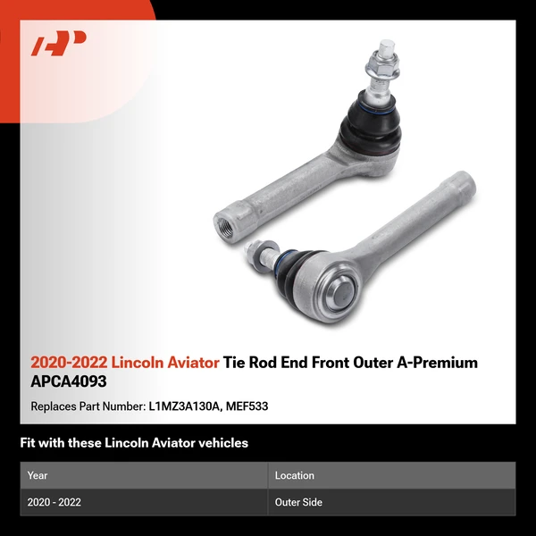 2020-2022 Lincoln Aviator Tie Rod End Front Outer A-Premium APCA4093