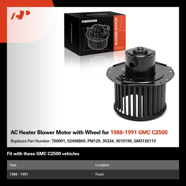 AC Heater Blower Motor with Wheel for 1988-1991 GMC C2500