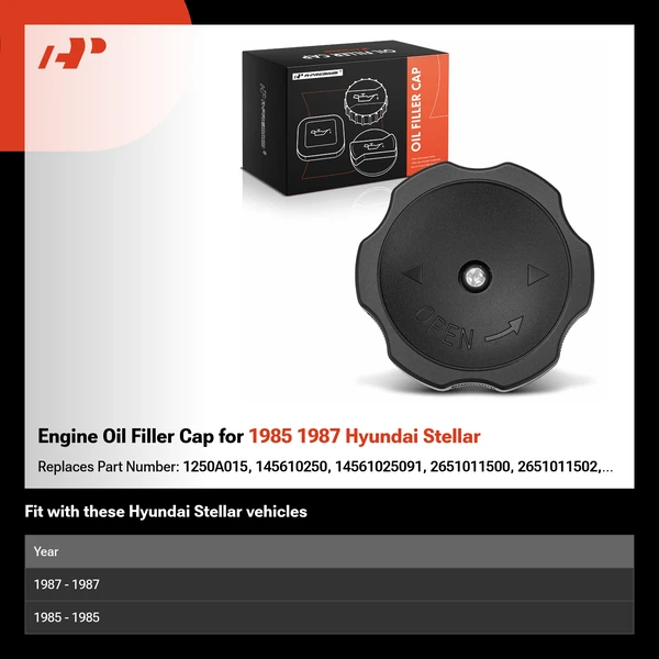 Engine Oil Filler Cap for 1985 1987 Hyundai Stellar