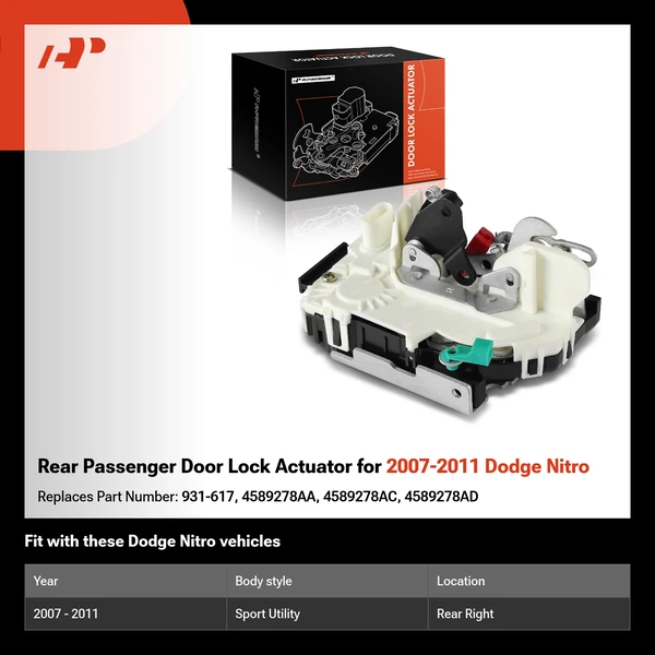 Rear Passenger Door Lock Actuator for 2007-2011 Dodge Nitro