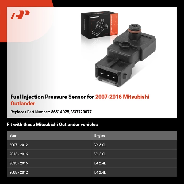 Fuel Injection Pressure Sensor for 2007-2016 Mitsubishi Outlander