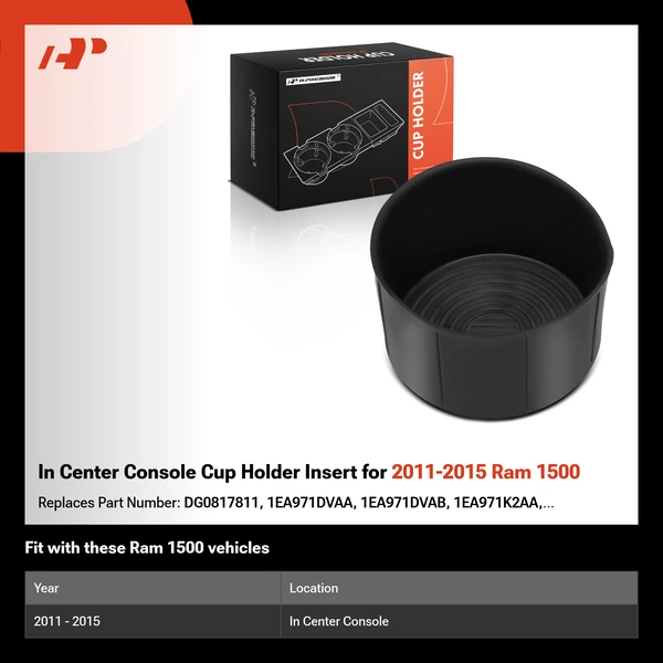 In Center Console Cup Holder Insert for 2011-2015 Ram 1500