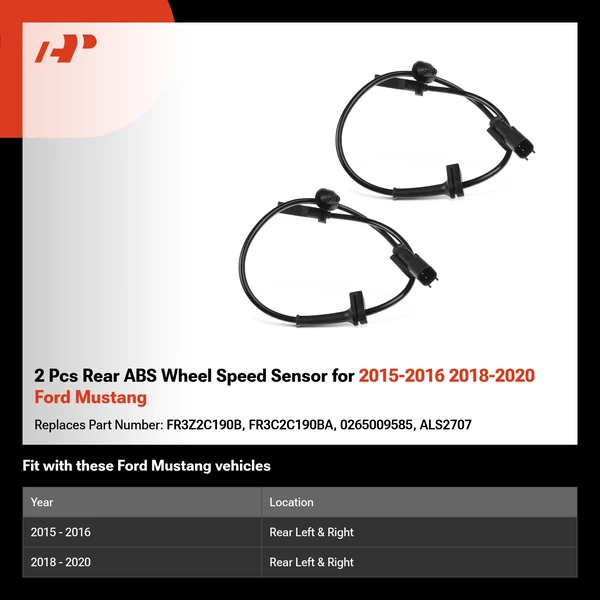 2 Pcs Rear ABS Wheel Speed Sensor for 2015-2016 2018-2020 Ford Mustang