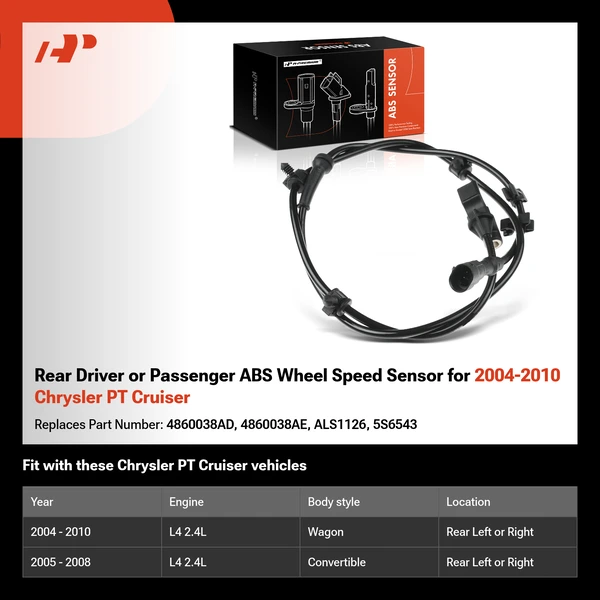 Rear Driver or Passenger ABS Wheel Speed Sensor for 2004-2010 Chrysler PT Cruiser
