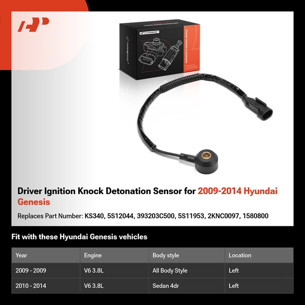 Driver Ignition Knock Detonation Sensor for 2009-2014 Hyundai Genesis