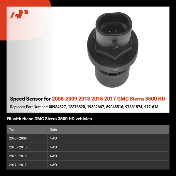 Speed Sensor for 2008-2009 2013 2015 2017 GMC Sierra 3500 HD