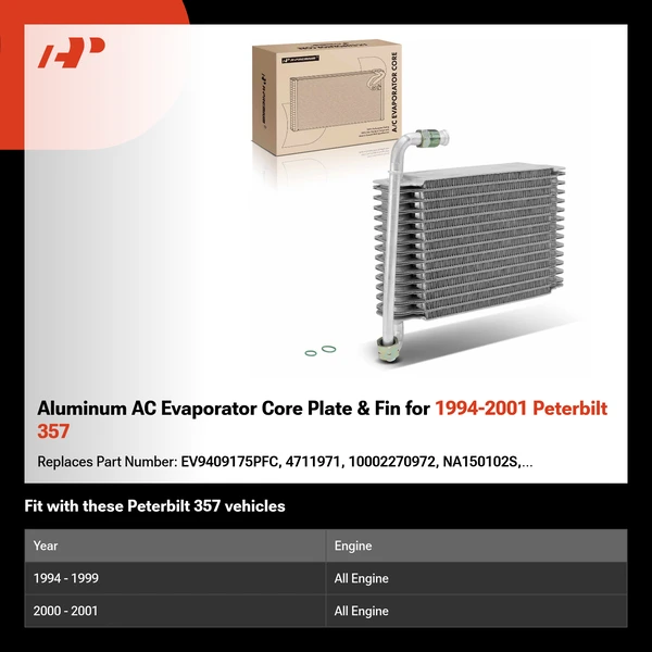 Aluminum AC Evaporator Core Plate & Fin for 1994-2001 Peterbilt 357