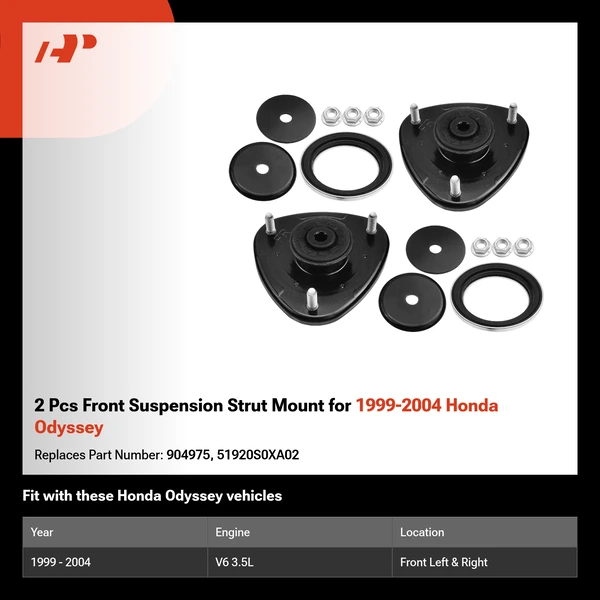 2 Pcs Front Suspension Strut Mount for 1999-2004 Honda Odyssey