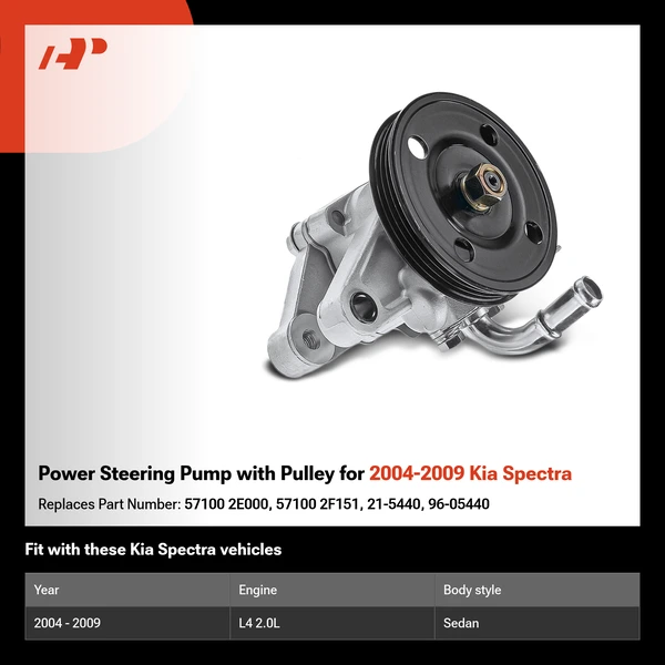 Power Steering Pump with Pulley for 2004-2009 Kia Spectra
