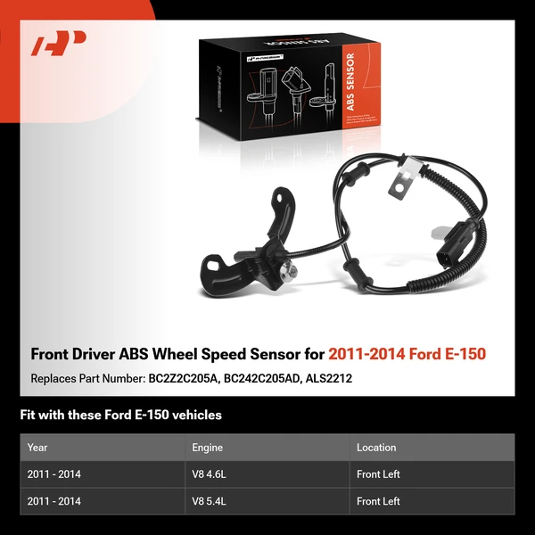 Front Driver ABS Wheel Speed Sensor for 2011-2014 Ford E-150