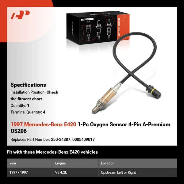 1997 Mercedes-Benz E420 1-Pc Oxygen Sensor 4-Pin A-Premium OS206
