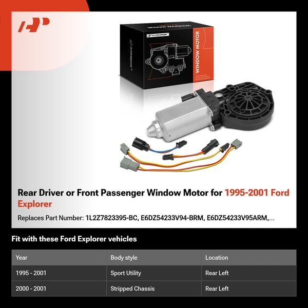Rear Driver or Front Passenger Window Motor for 1995-2001 Ford Explorer