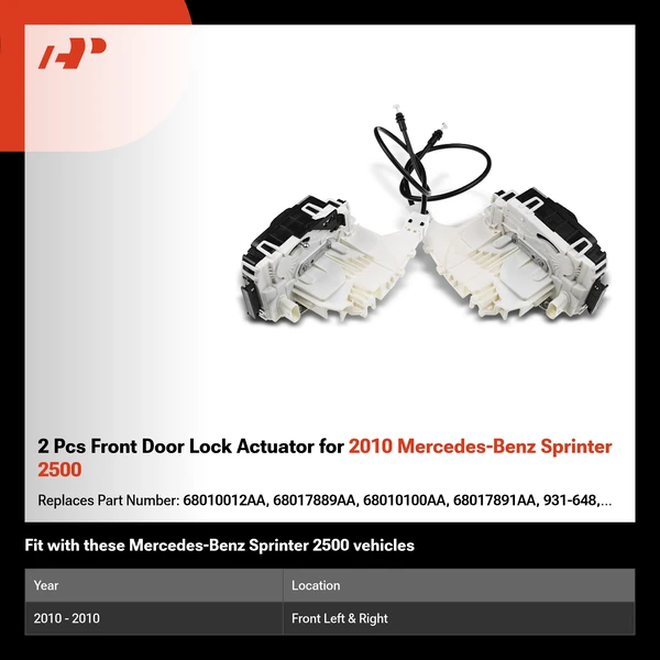 2 Pcs Front Door Lock Actuator for 2010 Mercedes-Benz Sprinter 2500