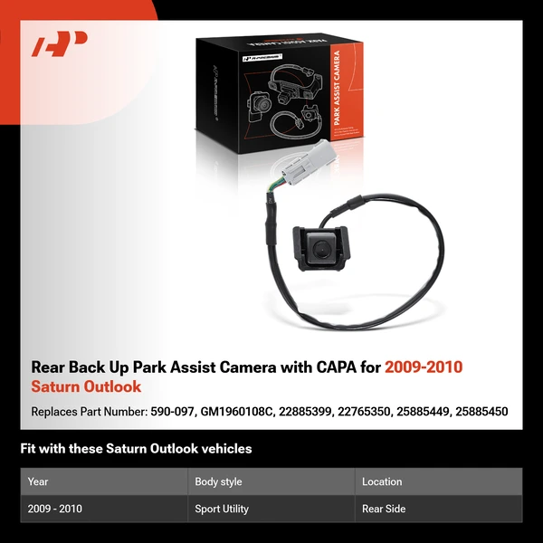 Rear Back Up Park Assist Camera with CAPA for 2009-2010 Saturn Outlook