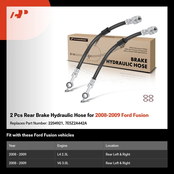 2 Pcs Rear Brake Hydraulic Hose for 2008-2009 Ford Fusion