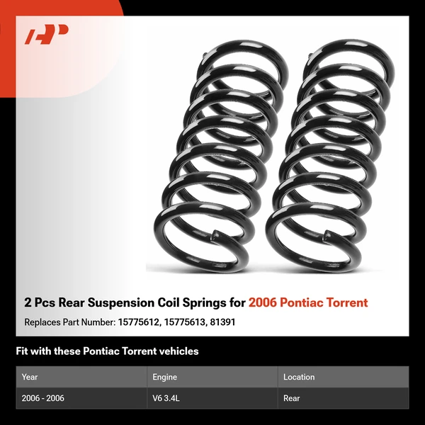 2 Pcs Rear Suspension Coil Springs for 2006 Pontiac Torrent