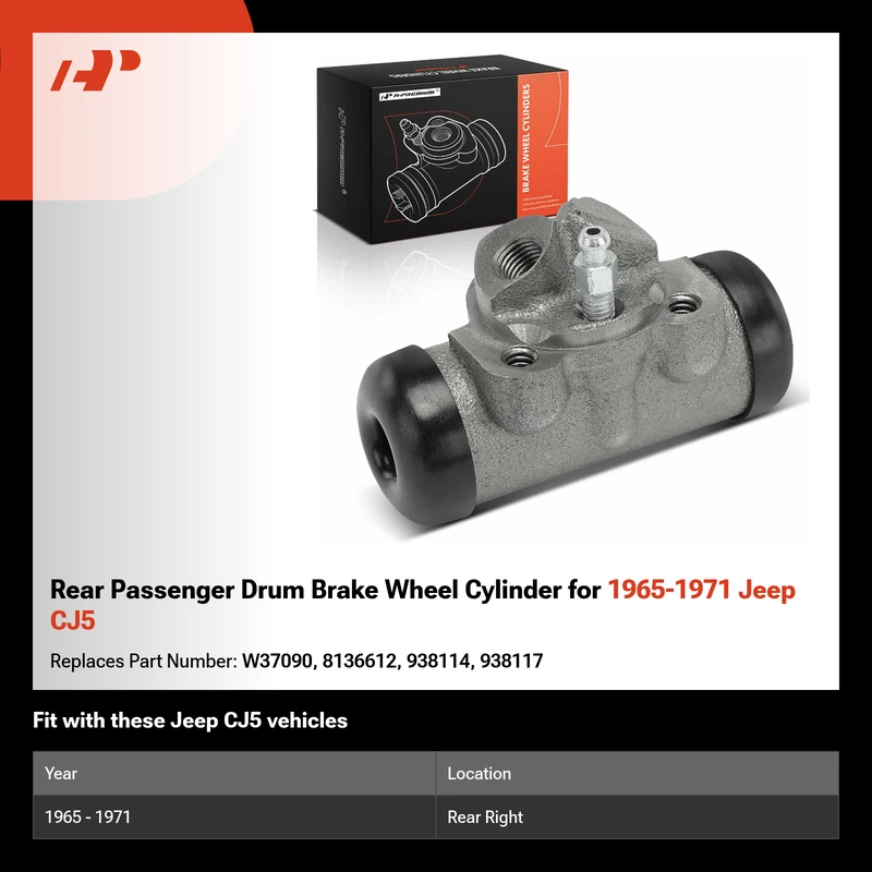 Rear Passenger Drum Brake Wheel Cylinder for 1965-1971 Jeep CJ5