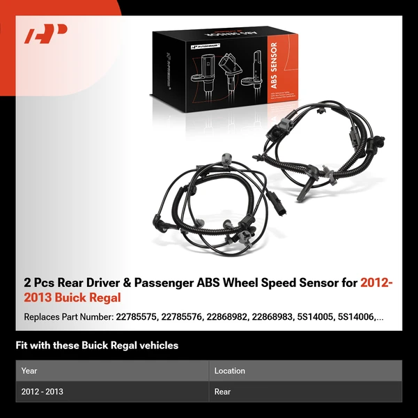 2 Pcs Rear Driver & Passenger ABS Wheel Speed Sensor for 2012-2013 Buick Regal