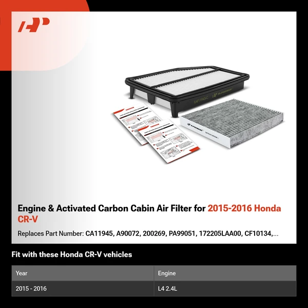 Engine & Activated Carbon Cabin Air Filter for 2015-2016 Honda CR-V