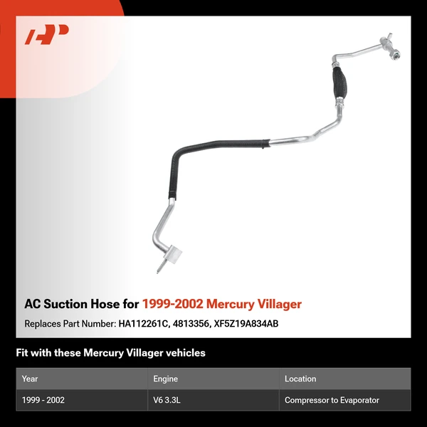 AC Suction Hose for 1999-2002 Mercury Villager