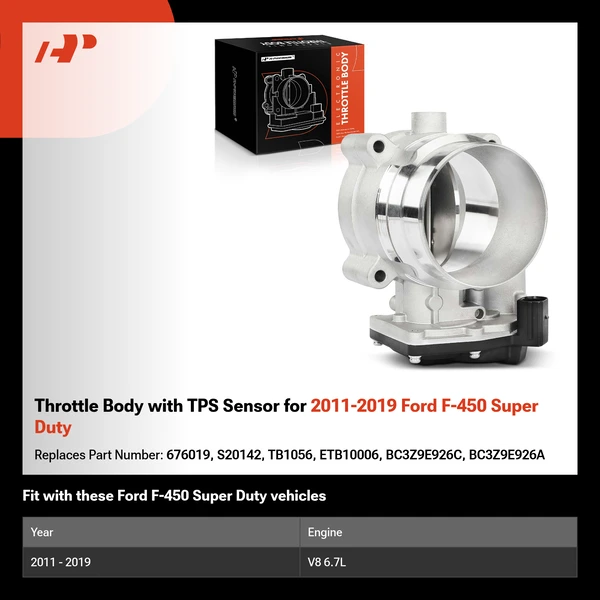 Throttle Body with TPS Sensor for 2011-2019 Ford F-450 Super Duty
