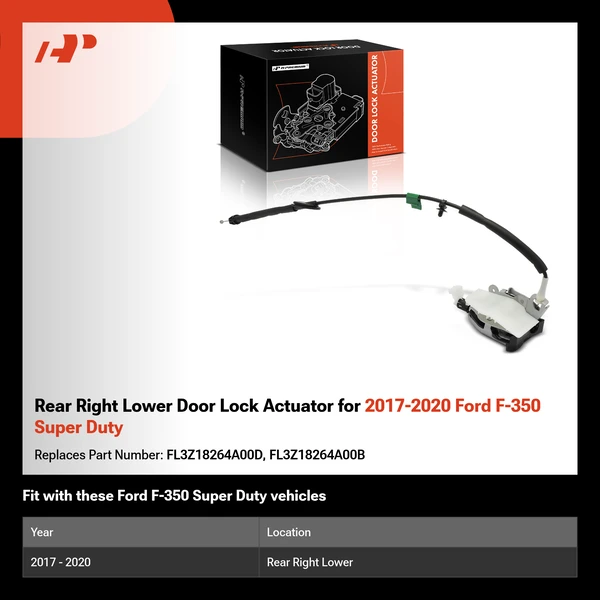 Rear Right Lower Door Lock Actuator for 2017-2020 Ford F-350 Super Duty