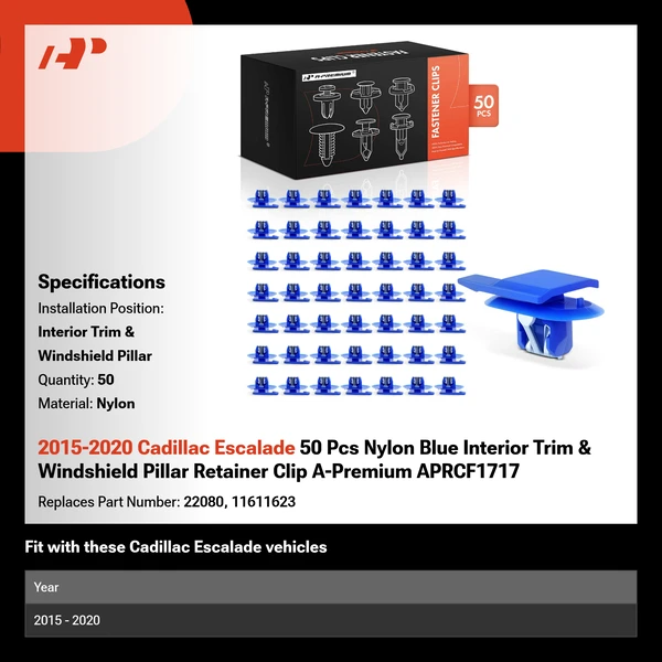 2015-2020 Cadillac Escalade 50 Pcs Nylon Blue Interior Trim & Windshield Pillar Retainer Clip A-Premium APRCF1717