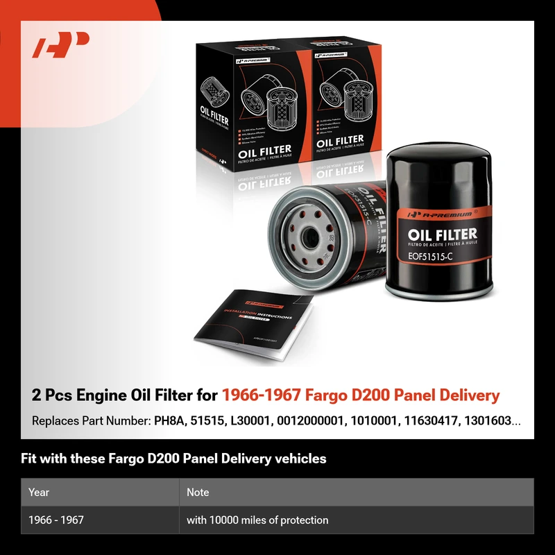 2 Pcs Engine Oil Filter for 1966-1967 Fargo D200 Panel Delivery